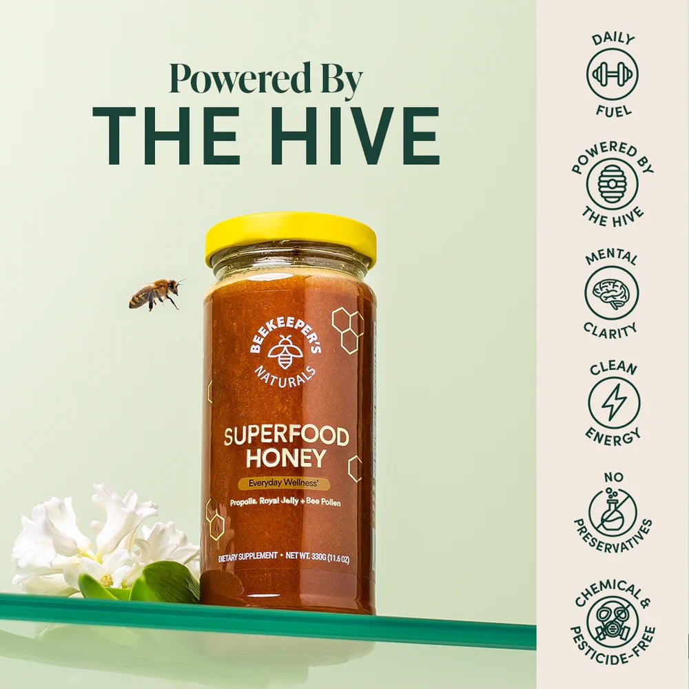 BeeKeeper's Natural Superfood Honey – 330 g of 100% Raw, Nutrient-Rich Honey for Wellness