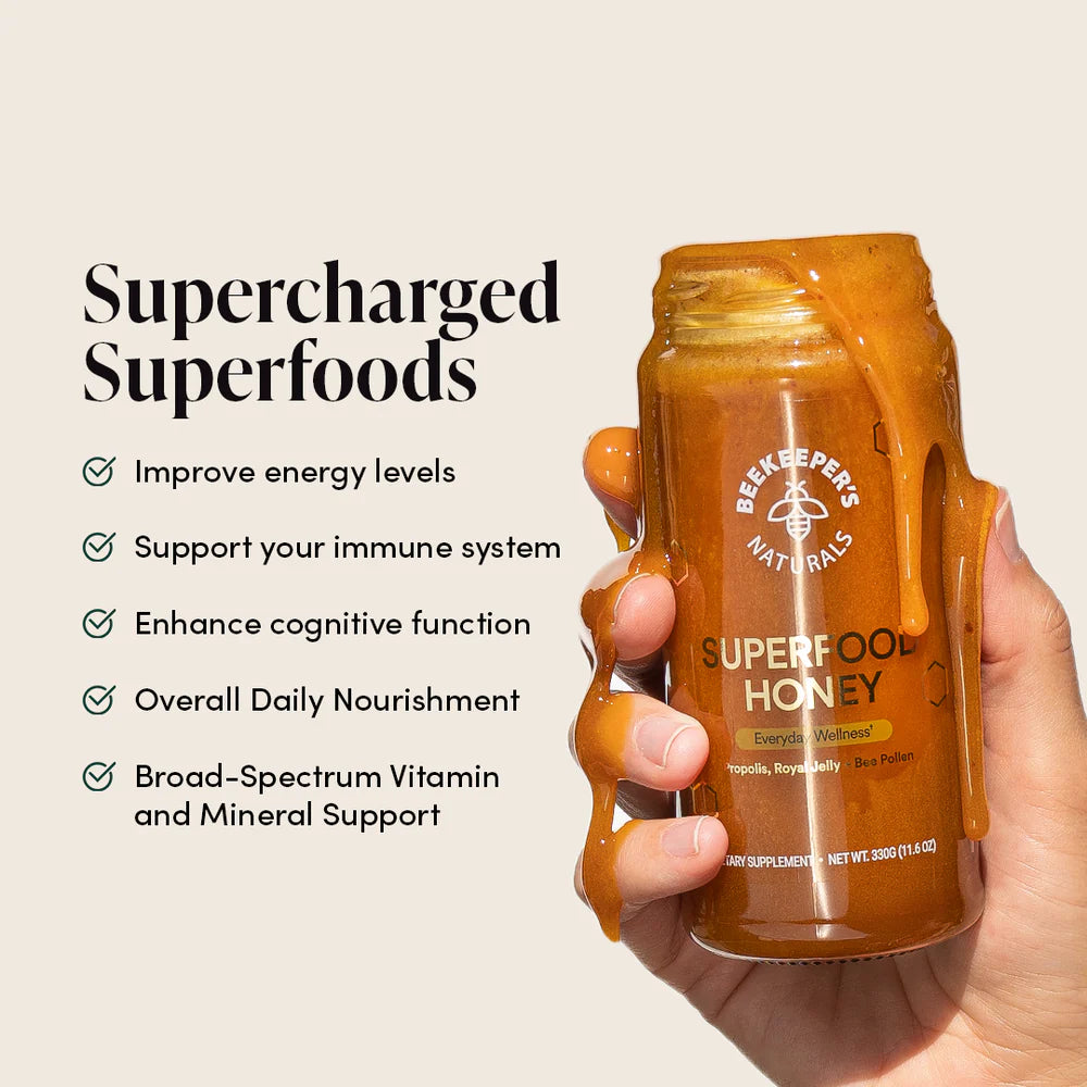 BeeKeeper's Natural Superfood Honey – 330 g of 100% Raw, Nutrient-Rich Honey for Wellness