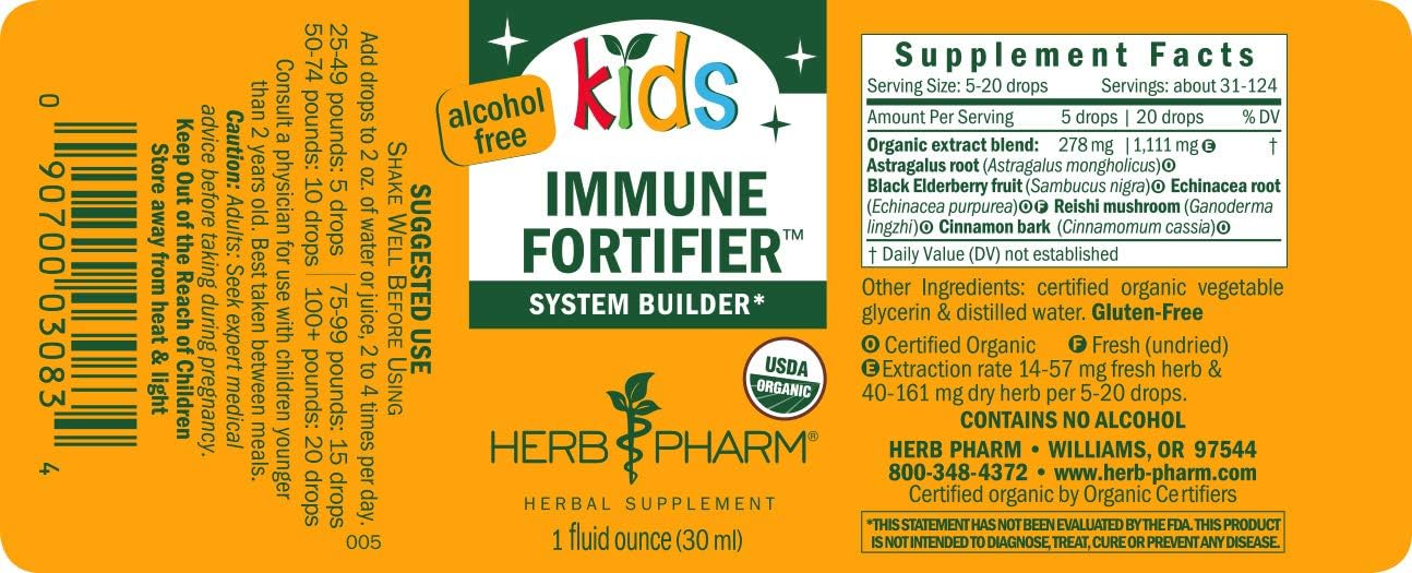 Herb Pharm Kids Immune Fortifier – 1 fl oz for Immune Support