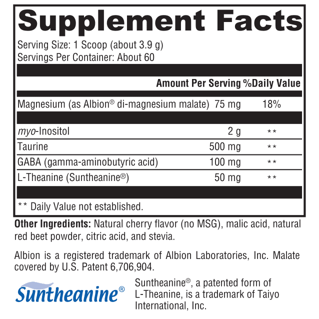 Close-up of UltraPlex GABA (234g) showing supplement facts and natural cherry-flavored formula.